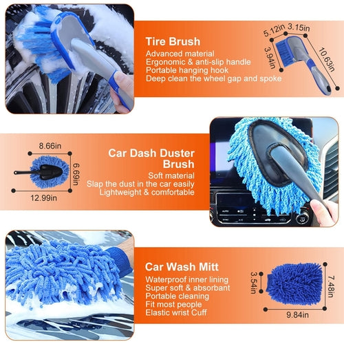 26Pcs Car Detailing Brush Kit Exterior Interior Car Cleaning Set Drill
