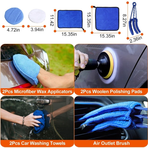 26Pcs Car Detailing Brush Kit Exterior Interior Car Cleaning Set Drill